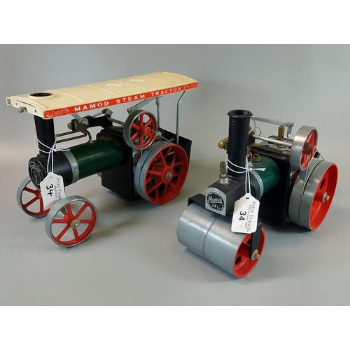 34 - Vintage Mamod steam tractor together with a vintage Mamod steamroller (2). Both unboxed. (B.P. 21% +... 