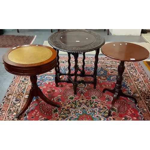 433 - Collection of furnishing items to include: early 20th century barley twist gateleg table, mahogany t... 