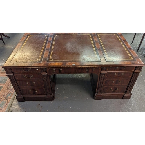 446 - Regency style mahogany partners desk. 193 x 107 x 76cm approx. (B.P. 21% + VAT)