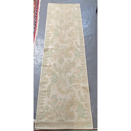 491 - Laura Ashley duck egg baroque carpet together with a similar runner. 165 x 235cm and 224 x 67cm appr... 