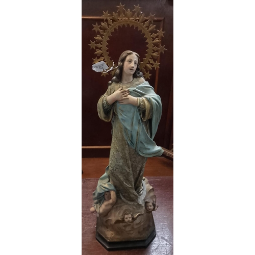 57 - The Madonna of the 'Immaculate Conception'. A composition study on wooden base. 71cm high approx. (B... 