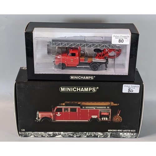 80 - Minichamps 1:43 scale diecast model vehicle of a Mercedes Benz KS25 together with another Minichamps... 