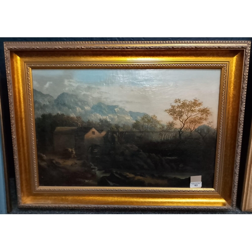 92 - Welsh school, (late 19th early 20th century), Trefriw Mill, Conway valley. Oils on canvas. Framed. 4... 