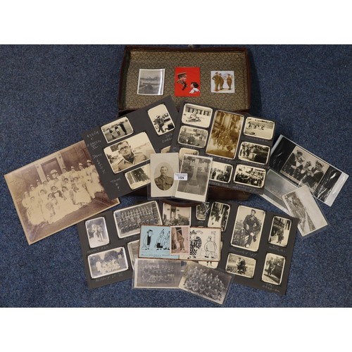 159 - Suitcase of military ephemera to include: postcard of Private Henry Jones 2133 Gravestone. With info... 