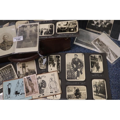 159 - Suitcase of military ephemera to include: postcard of Private Henry Jones 2133 Gravestone. With info... 