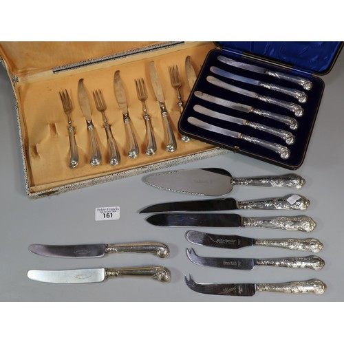 161 - Collection of cutlery, some with silver handles, others marked 800, etc. (B.P. 21% + VAT)