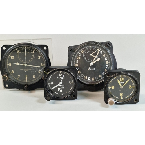 12 - Group of aircraft clocks, to include: 'Smiths', 'R Smith & Sons', 'Wittnauer' and 'S. No. 40486'. Va... 