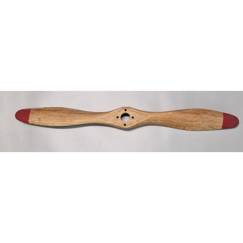 15 - Small ash aircraft propeller with painted tips, probably from a large scale flying model. 75cm acros... 