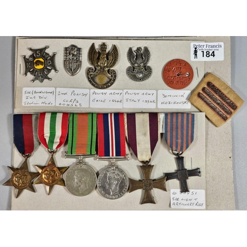 184 - WWII Polish Officer's Medal group, to include: 1939-45 War Medal, 1939-45 Star, Italy Star, various ... 