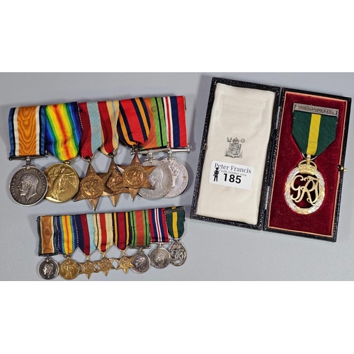 185 - WWI Medal Group awarded to Later Lieutenant Colonel W L Beck RAF to include: 14-18 War Medal, 14-19 ... 