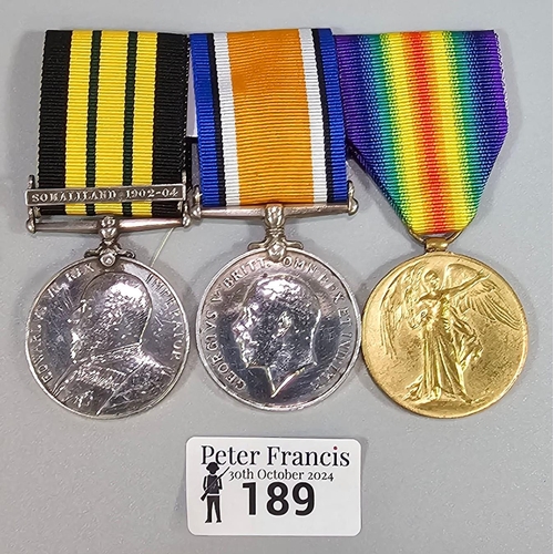 189 - Edward VII Medal Group awarded to D W Davies to include: Edward VII Africa General Service Medal wit... 