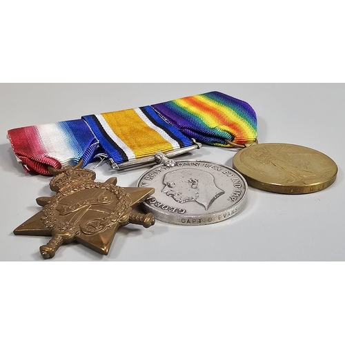 190 - WWI Medal Group of three awarded to Colour Sargent D Evans, 1st Rhodesia Regiment, later Captain D E... 