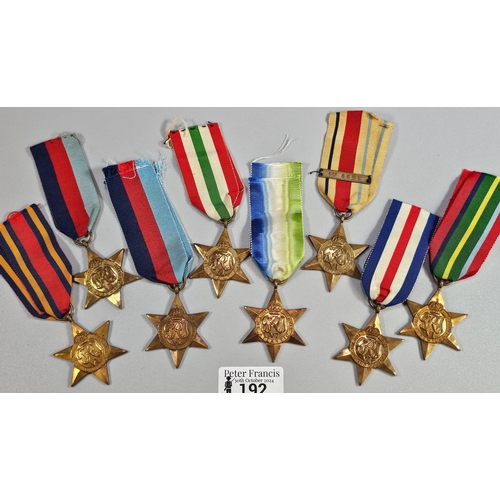 192 - Collection of assorted WWII un-named Stars with various clasps. (B.P. 21% + VAT)