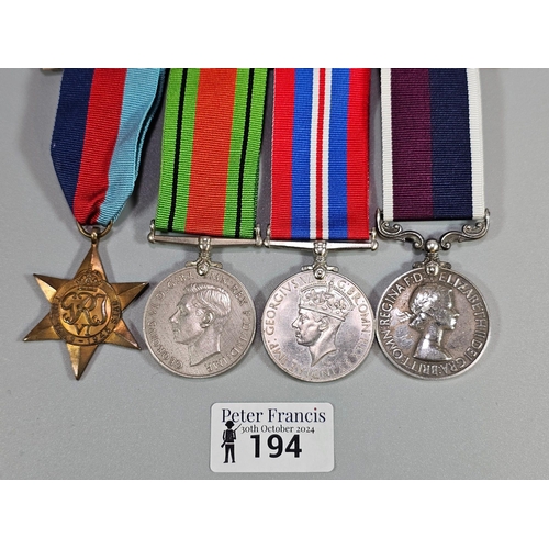 194 - 2nd World War group of four medals Awarded to 536842 Sidney Raeburn Bowen Williams , Royal Airforce ... 