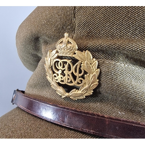 20 - Two WWI Officer's caps, one with badge for Queen's Own Yeomanry, the other cap badge bearing initial... 