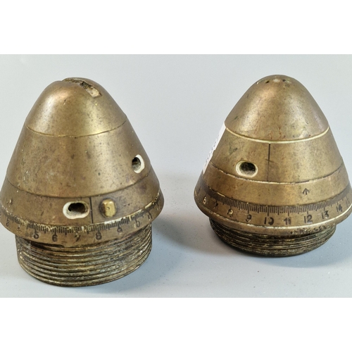 22 - Two similar brass shell fuses, probably WWI period British No. 80 fuses. (2) (B.P. 21% + VAT)