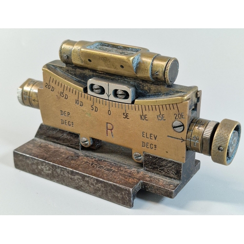 25 - Brass British Army WWI period Klinometer Sight (mark 3), by A Kershaw & Son Ltd., dated 1918, No. 85... 