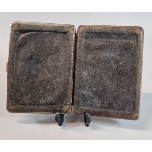 271 - Probably WWI period metal framed leather wallet/purse, German with text Gustav Uebels, Sargeant Zur ... 