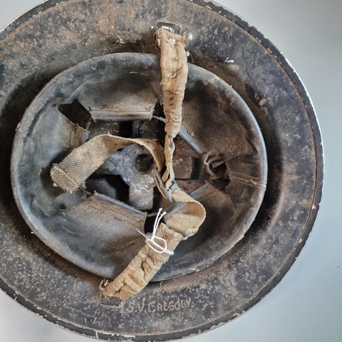 293 - Two WWII British Civil Defence Warden Brodie helmets with liners and chinstraps. Both marked 'BMB'. ... 