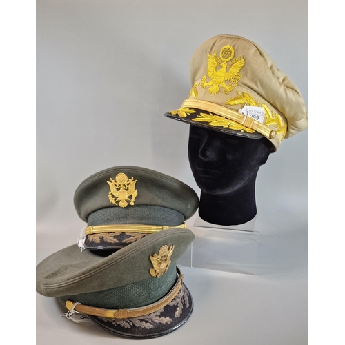 299 - US Army General Douglas MacArthur reproduction peaked cap. Together with two Vietnam era officers vi... 