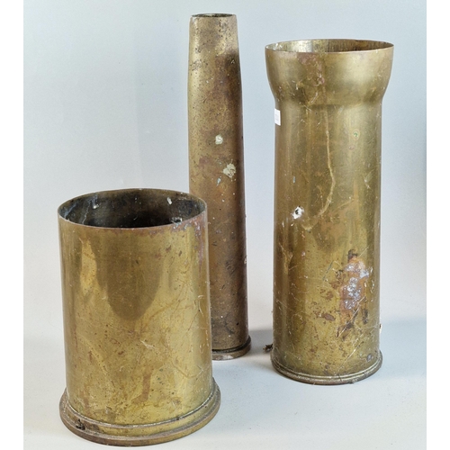 34 - Three brass shell cases to include: British 17 pounder and a post war 19 pound shell. (3) (B.P. 21% ... 