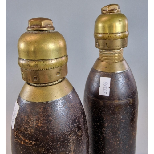 37 - Two Boer War period heavy  shells with brass fuses. 26cm long approx. (2) (B.P. 21% + VAT)