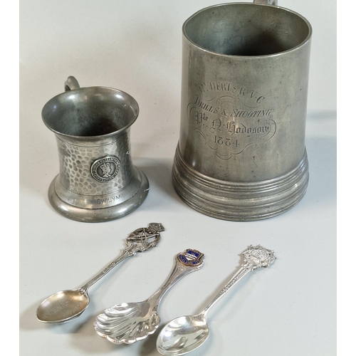 46 - Shooting and other memorabilia to include: pewter mug awarded in 1884 for Drill and Shooting, small ... 