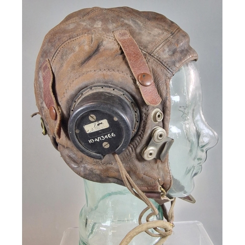 5 - WWII RAF Type C leather flying helmet, together with Type 48 microphone (10A-12570) and Air Ministry... 