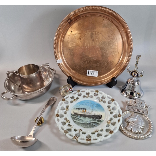 50 - Collection of Merchant Navy related items to include: British Sailors Society tray, sugar bowl, napk... 