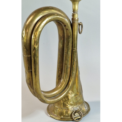 55 - WWI period Imperial German/Prussian Army Bugle bearing aluminum manufacturer's plaque 'Meinel & Hero... 