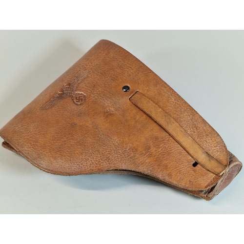 58 - German WWII Third Reich design leather pistol holster for the French M A B Model D. With Eagle motif... 