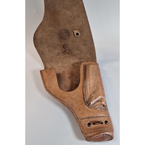 58 - German WWII Third Reich design leather pistol holster for the French M A B Model D. With Eagle motif... 