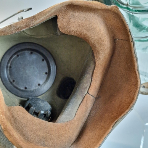 6 - British leather flying helmet with oxygen mask marked 'AM, 10A 12570' and a pair of British classic ... 