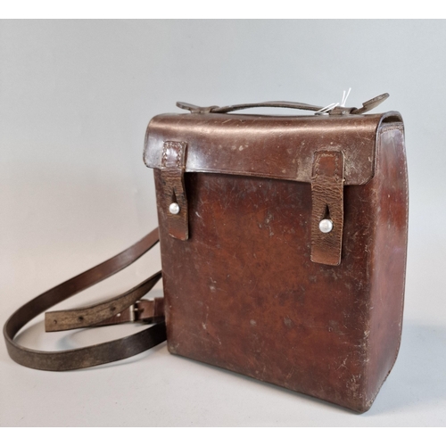 66 - German WWI leather First Aid pouch marked DRK. Sanitatslagr Babelsberg No. 13, with carrying handle ... 