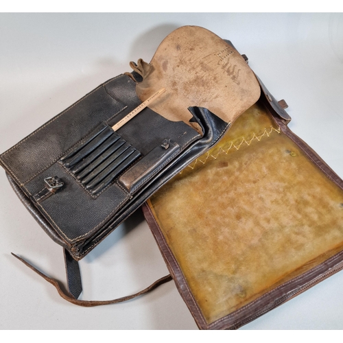 70 - Probably Italian WWII period Officer's leather map case, together with another unidentified leather ... 