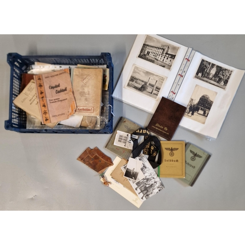 153 - Collection of assorted German and British ephemera from WWII, including: WWII Wehrpass named to Fran... 