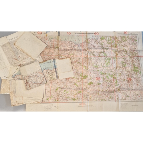 154 - Assorted maps to include: German map of Normandy from circa 1940, other maps appearing to be period.... 