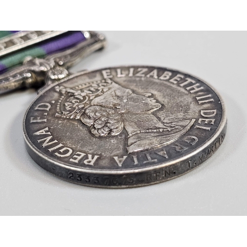 201 - Queen Elizabeth II General Service Medal awarded to T Martin No. 23337075 Royal Ulster Rifles, with ... 