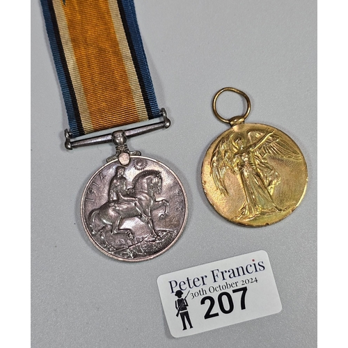 207 - WWI Medal Duo awarded to 3878 Pte H Biswell, Oxford and Bucks Light Infantry to include: 1914-18 War... 