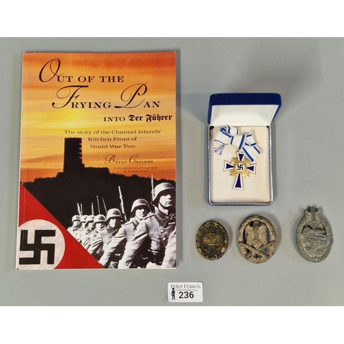 236 - German Third Reich period Mutter Kreuze dated 1938, together with three Third Reich style German Mil... 