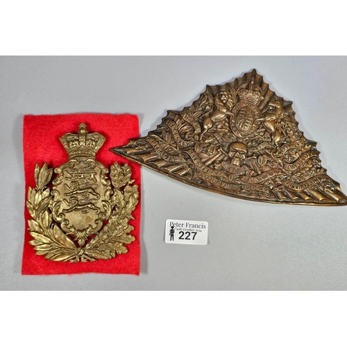 227 - Victorian Duke of Lancaster's Own Yeomanry brass helmet/shako plate, together with an Edward VII 17t... 