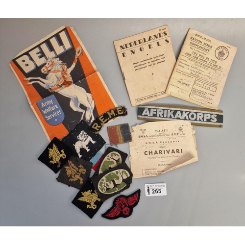 265 - German Third Reich style Africa Korps cuff title, British Eastern Command Formation Sign (Bulldog), ... 