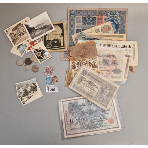 267 - Group of assorted German inflationary money notes and other ephemera items.  (B.P. 21% + VAT)