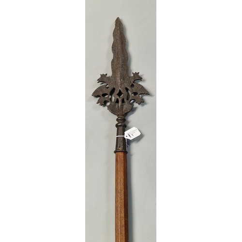 143 - Victorian gothic Partisan Spontoon with long double edged blade and pierced side spikes. (B.P. 21% +... 