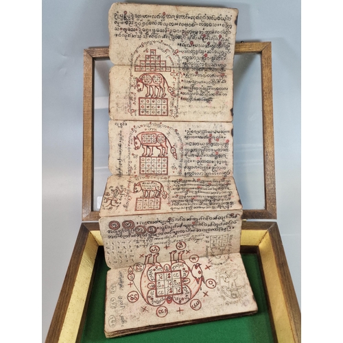 1 - A Burmese hand drawn and written 40 page 'Concertina' Buddhist' manuscript, each page covered with s... 