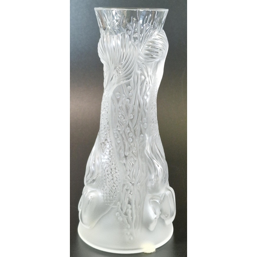 12 - Modern Lalique Mermaids vase in original box. 17cm high approx. (B.P. 21% + VAT)