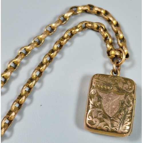 211 - Gold-plated curb link chain with engraved mourning locket. (B.P. 21% + VAT)