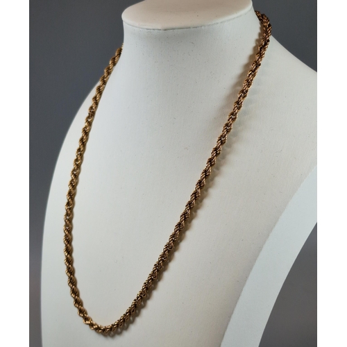 220 - 9ct gold rope twist chain. 6.5g approx. (B.P. 21% + VAT)