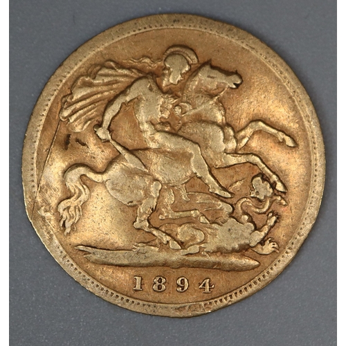 231 - Victorian gold half sovereign dated 1894. (B.P. 21% + VAT)