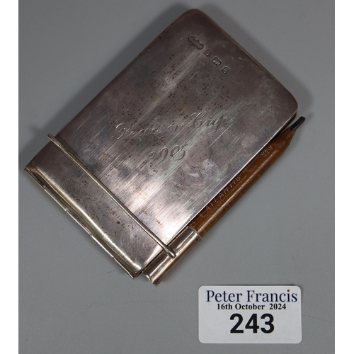 243 - Early 20th century silver pocket notebook. (B.P. 21% + VAT)